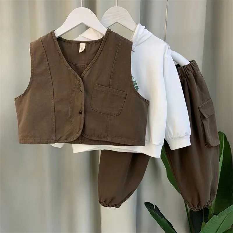 Clothing Sets Boys Spring And Autumn Set 2024 New Boys And Babies Clothing Korean Edition Childrens Handsome Three Piece Set Kids Outfits