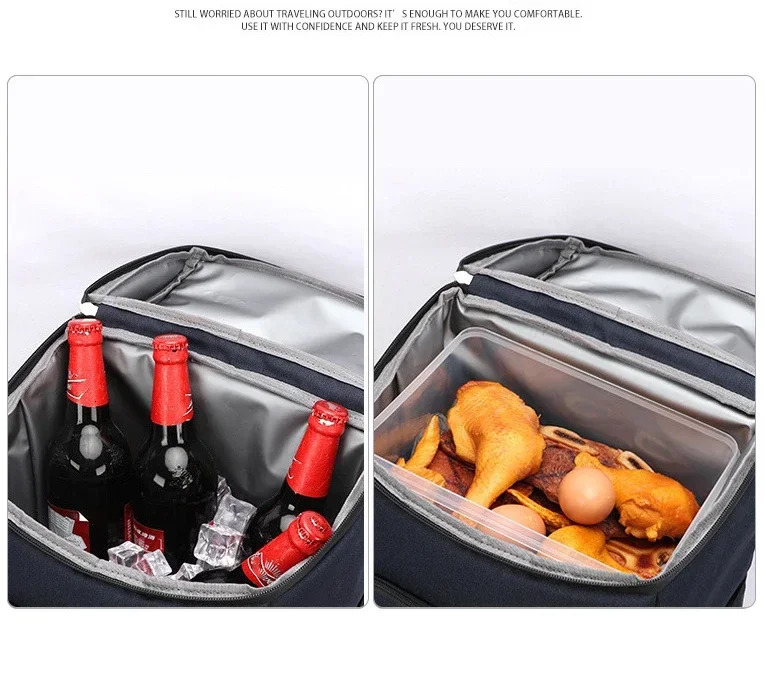 24L Outdoor Cooler Bag Thermal Backpack Insulated Picnic Lunch Bag Camping Food Drink Refrigerator Bag Leakproof Travel Backpack 240703