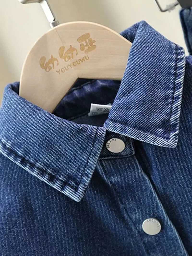 Clothing Sets Childrens Spring and Autumn Clothing Set 2024 New Fashionable Boys and Girls Cowboy Two Piece Set for Boys Thin Top