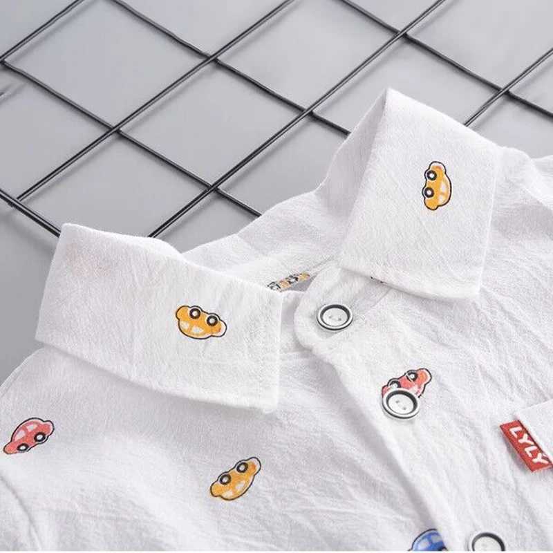Clothing Sets 2023 New Spring Autumn Toddler Boys Clothing Set Cartoon Car Lapel Shirt + Pants 2Pcs Suit For Kids Children Casual Outfit