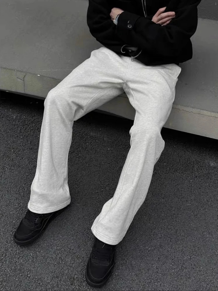 HOUZHOU Wide Leg Sweatpants Men Oversize Gray Sports Pants Sportswear Casual Trousers Male Loose Korean Streetwear Hip Hop 240701