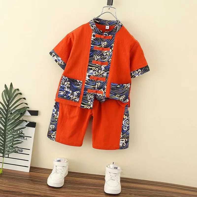 Clothing Sets Boys Korean Summer Clothing Suit Children Short-Sleeved Shirt Shorts 2Pcs Sets Baby Fashion Outfits Kids Clothing