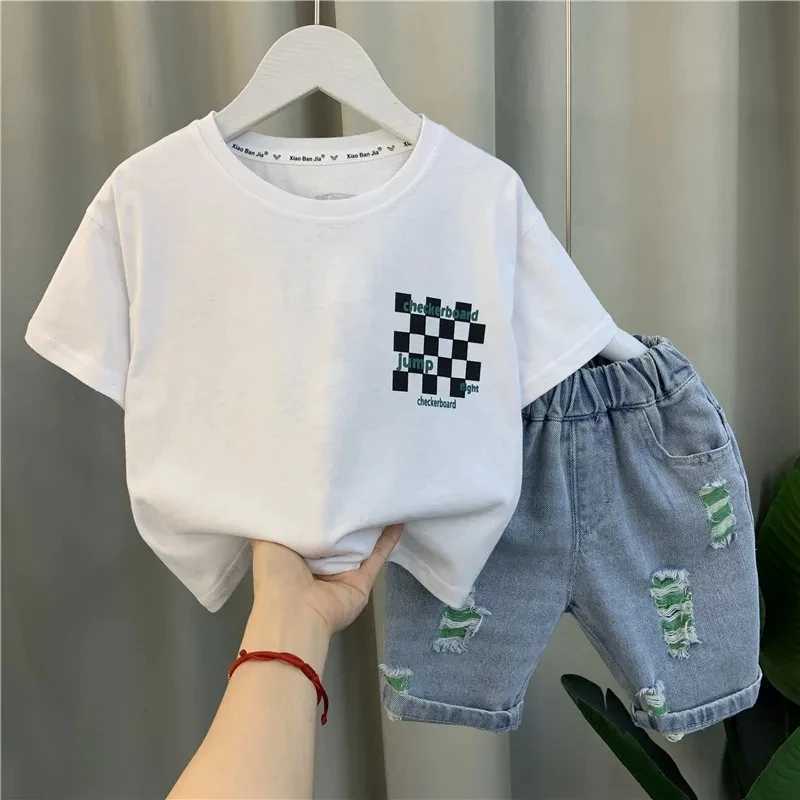 Clothing Sets Kids Boys Summer Clothes Set New Childrens Summer Cool and Handsome Short sleeved T-shirt Shorts 2-piece Set