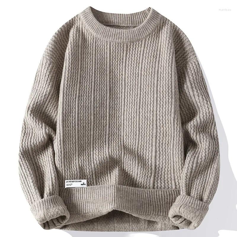 Men's Sweaters 2024 Autumn Knitted Sweater Base Layer Top Round Neck Home Casual Coat Line Clothes Sweatshirt