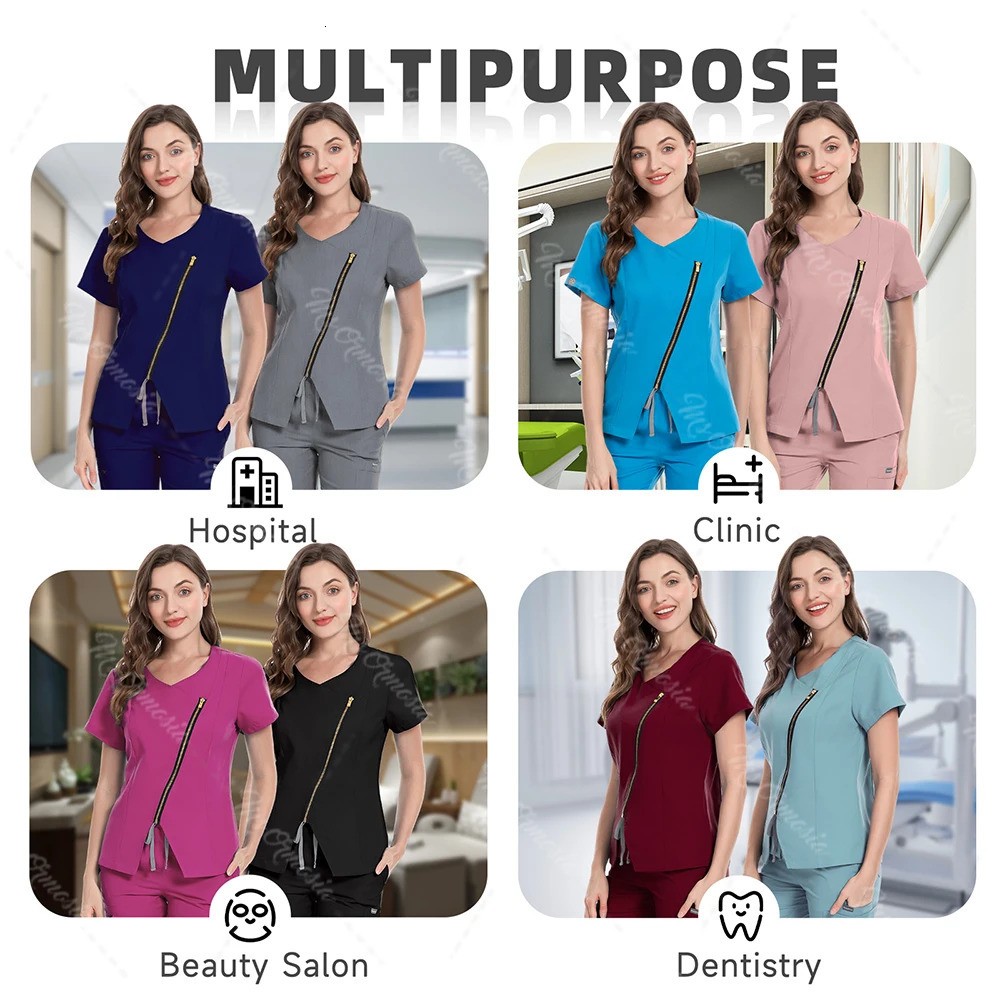 Scrubs Set Women Beautician Spa Workwear Doctor Nurse Nursing Uniforms Pharmacy Dentistry Clothes Pet Shop Vet Work Suit 240704
