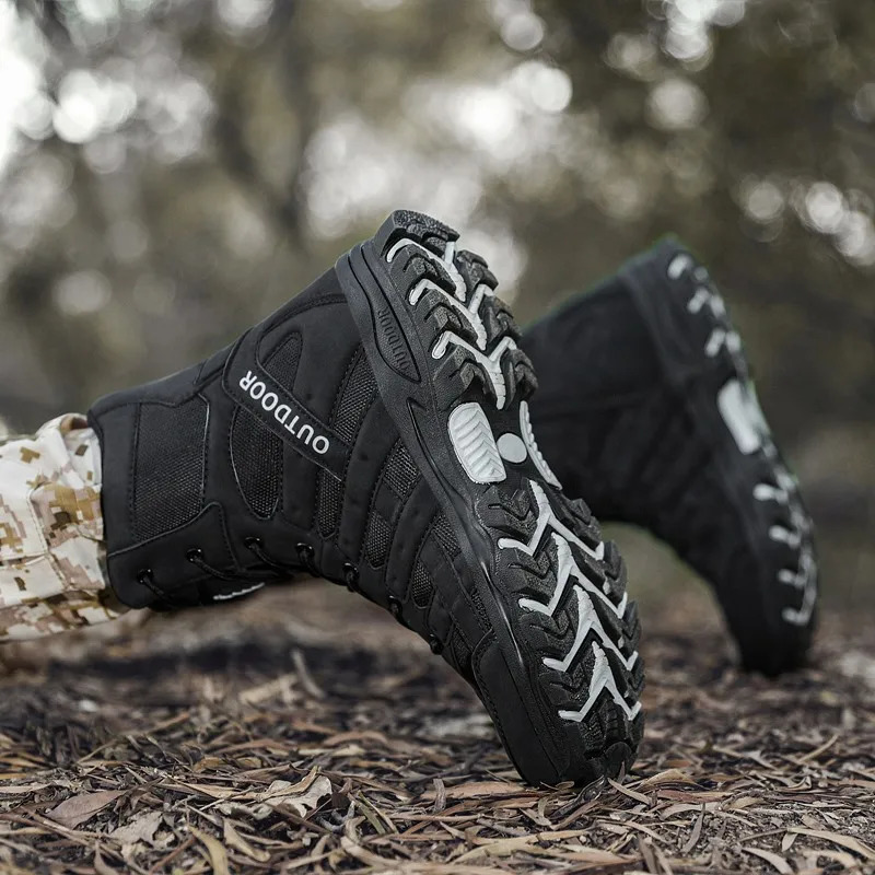 HIKEUP Winter Boots Special Forces Desert Boots Combat Boots Training Shoes Tactical Boots Outdoor Hiking Shoes Men Plus Size 240705