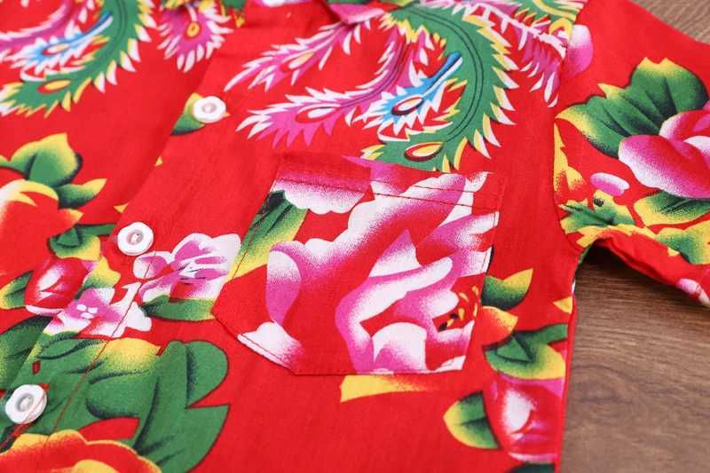 Clothing Sets New Chinese Style Summer Children Boy Girl Clothes Full Print Short Sleeve Lapel Shirts Shorts 2Pcs/Set Toddler Casual Outfits