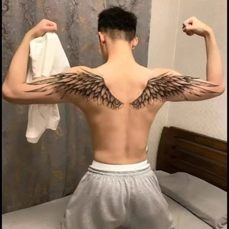 Angel Demon Wing Tattoo Female Punk Back Art Temporary Tattoo Waterproof False Tattoo Durable Gothic Tattoo Sticker 240705