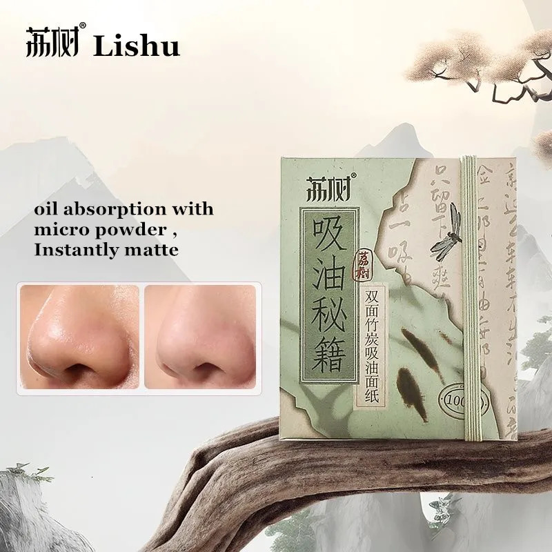 LISHU 200 Sheets Blotting Paper With Powder Puff Blender Sponge Oil Control Oil Absorbing Wipes Matte Fix Makeup Tool 240705