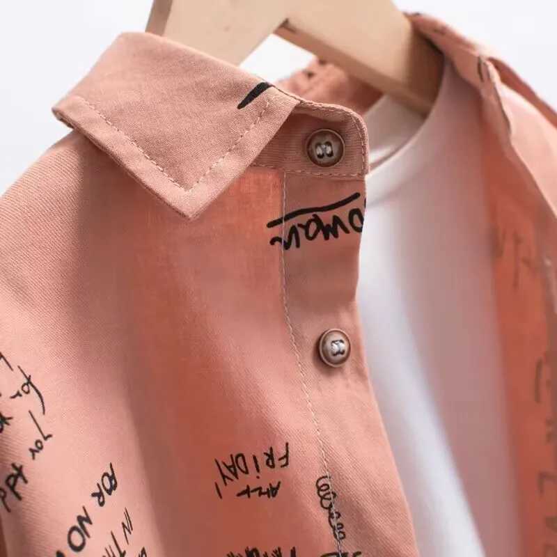 Clothing Sets New Childrens Clothing Set Spring and Autumn Korean Edition Boys Baby Casual Shirt Pants Handsome Two Piece Set 2-7Y