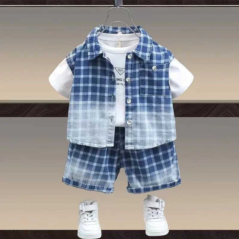 Clothing Sets Summer Tracksuit Suit Child Baby Boy Clothing Set Shirt T-shirt + Shorts 3Pcs for Kids Children Sets 2024