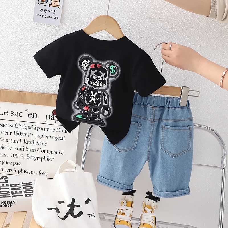 Clothing Sets Fashion Summer Kids Baby Boys Clothing Suits Cartoon Bear T-Shirt+Shorts Casual Clothes Outfit Girls Clothing 2PCS/Set