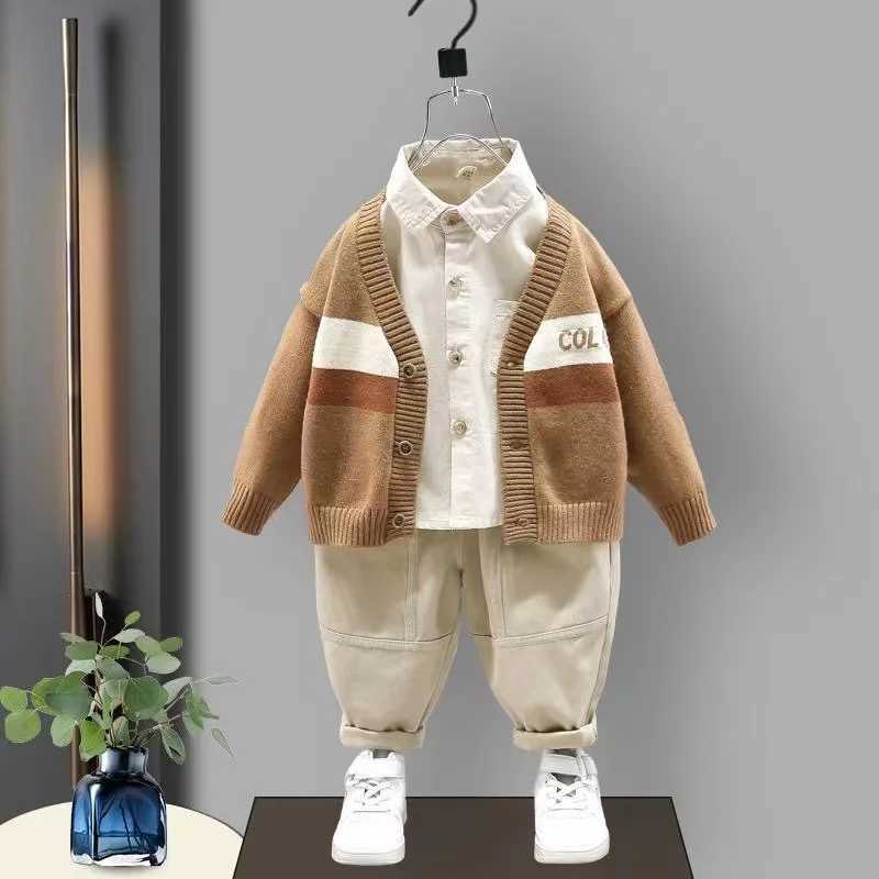 Clothing Sets Kids Clothes Boys Spring Korean Set For Baby Boys 2024 New Clothing Set Sweater Shirt And Pants 3PCS Children Sport Suit Outfits