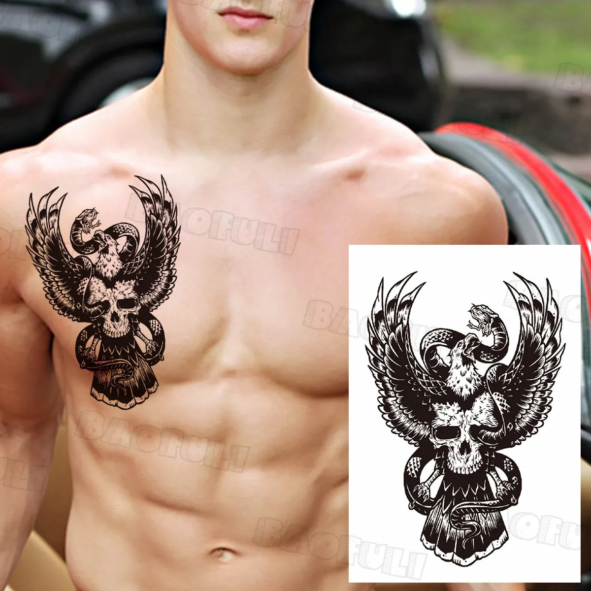 DIY Compass Anchor Temporary Tattoo Adult False Lion Tiger Dragon Astronaut Tattoo Sticker Unique Waterproof Tattoo 240705