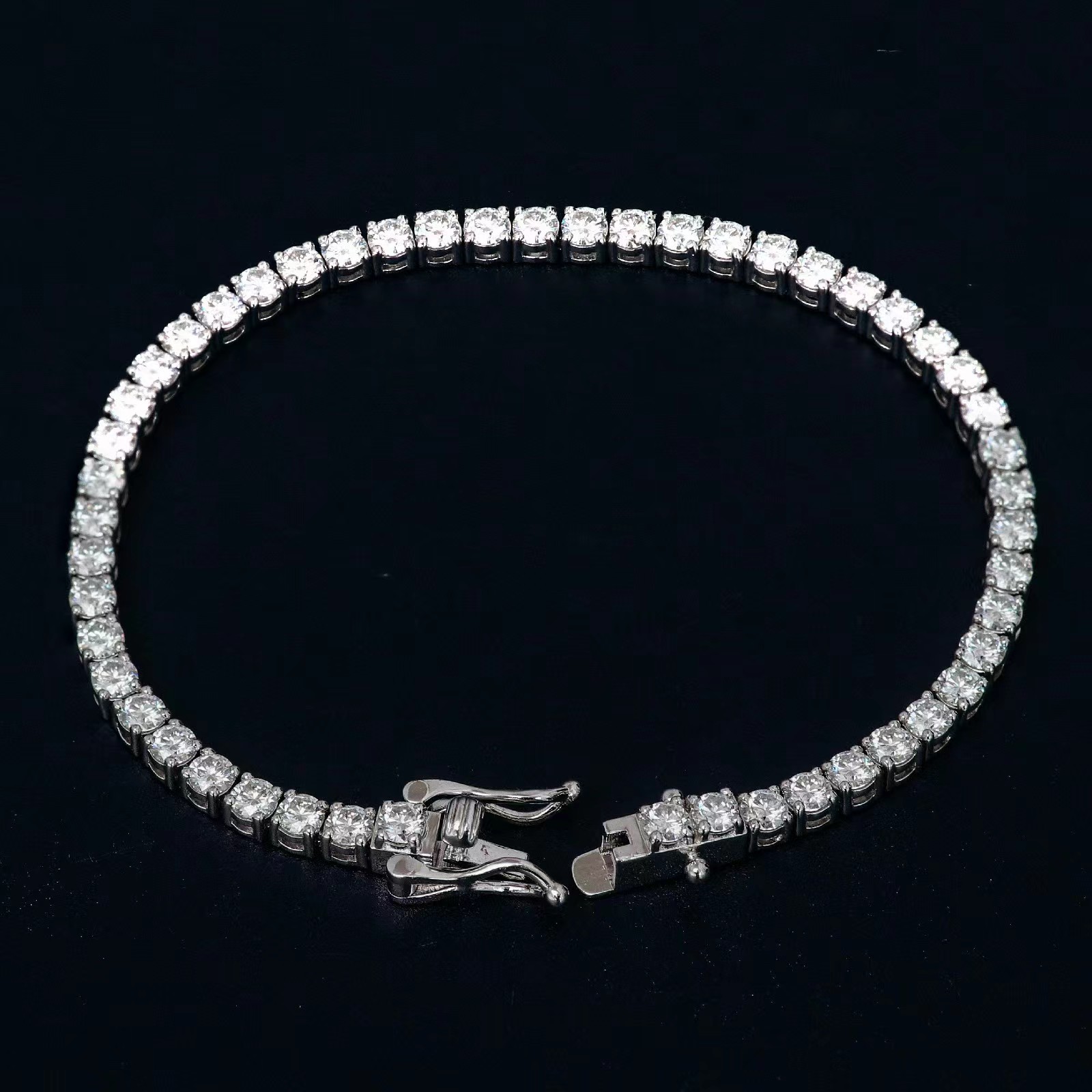 Tennis fashion designer VVS Mozambican bracelet, three gold color jewelry dia single row 2mm 3mm 4mm
