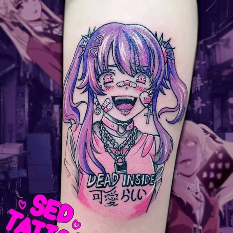 Anime Tattoo Sticker Waterproof Mens and Womens Body Art Personality Cool Butterfly False Tattoo Arm High Pattern Temporary Tattoo 240705