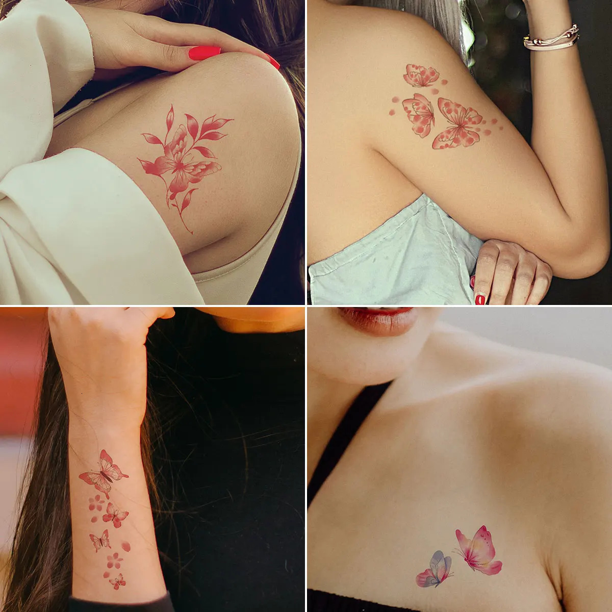 30 temporary tattoo stickers cute butterfly moon flower pattern tattoo stickers 240705
