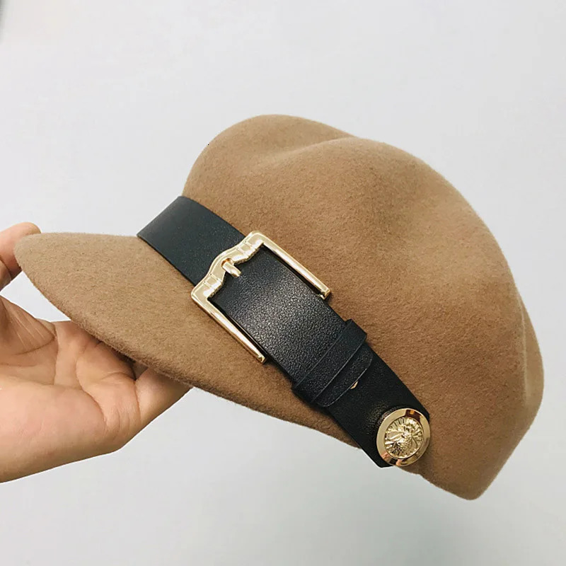 Fashion Women sboy Cap Wool Visor Beret Hat for Ladies Merino Wool Baker Boy Cap for Ladies Painter sy Cabbie Hat 240701