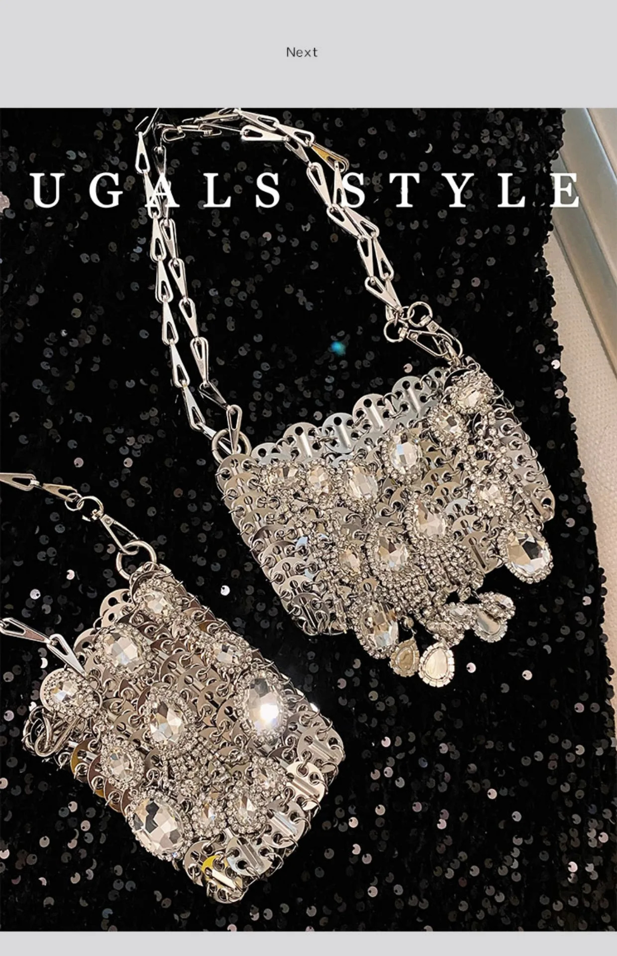 Metal sequin handmade handbag crystal sparkling Rhinestone diamond evening bag dinner party clutch wallet womens messenger bag 240704