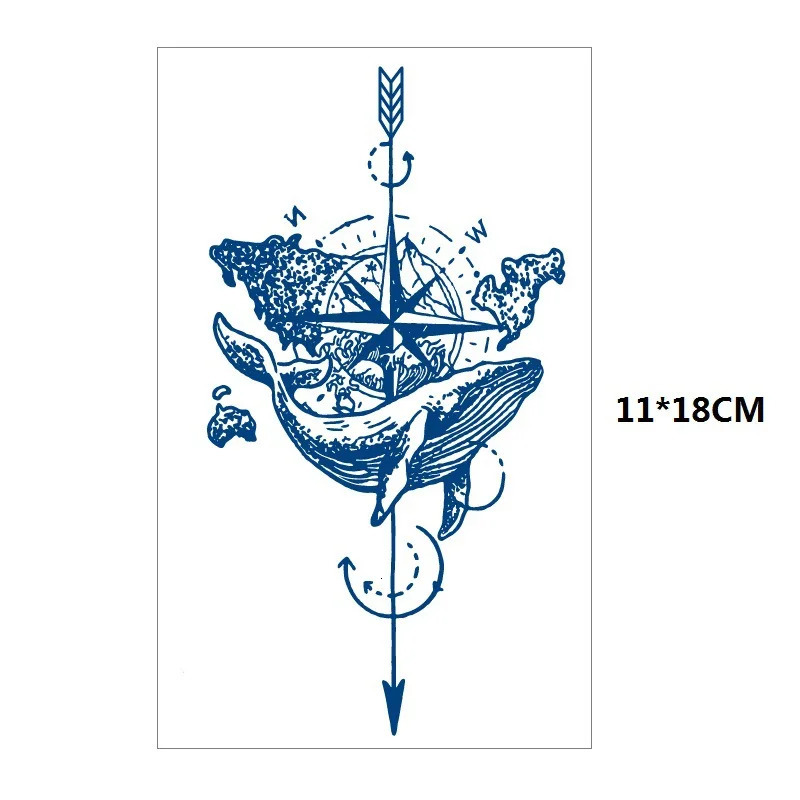 Semi anent herbal gradient tattoo sticker jellyfish planet feather snake large pattern water transfer tattoo lasts for 15 days 240705
