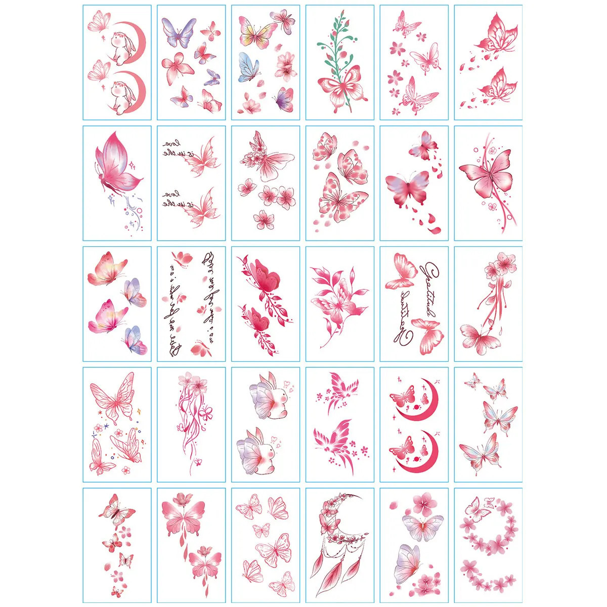 30 temporary tattoo stickers cute butterfly moon flower pattern tattoo stickers 240705