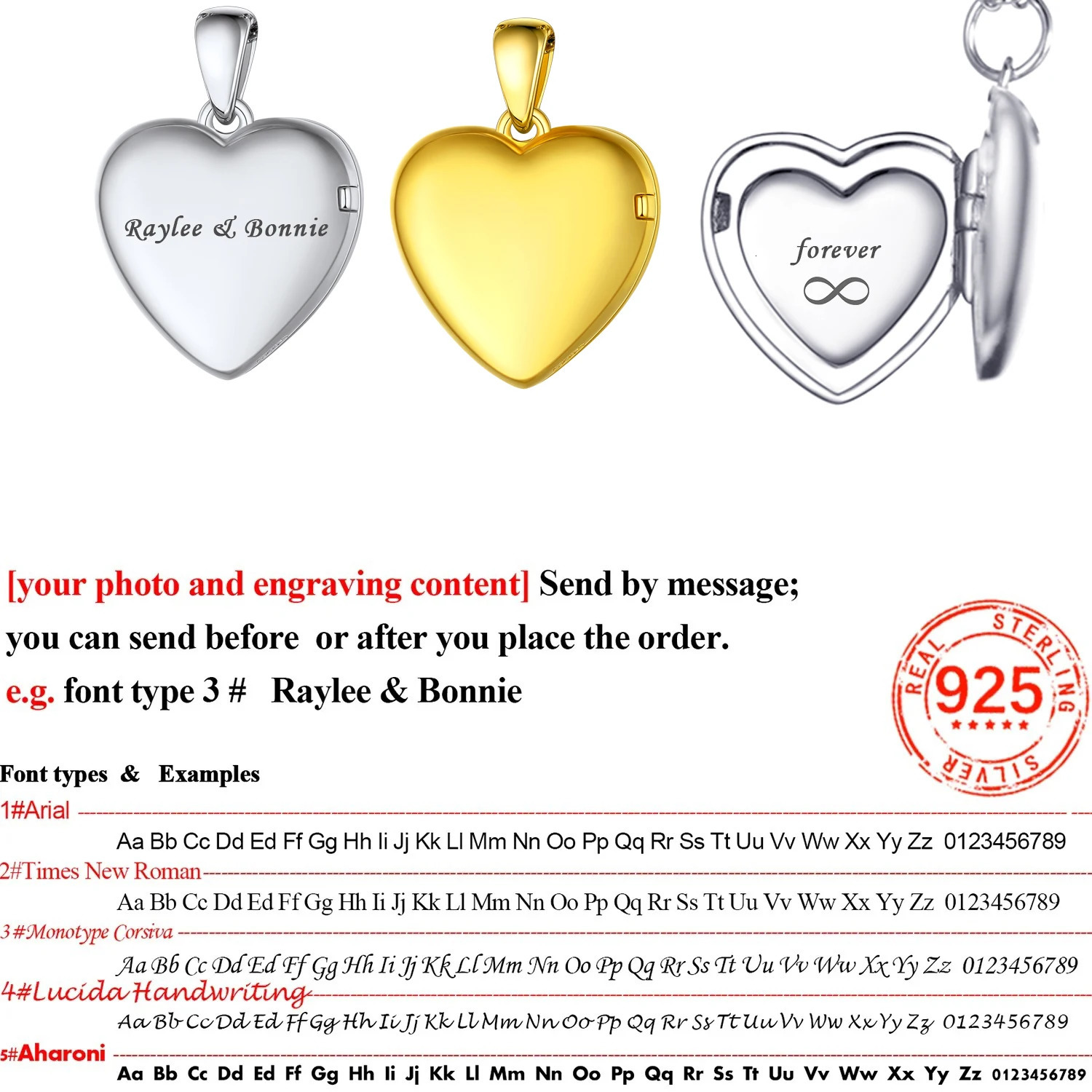 U7 925 Sterling Silver Heart Locket Necklaces for Woman Personalized Engraving 1/2 Pos Custom Jewelry 240626