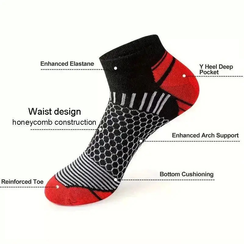6 pairs Mens Short Sports Socks - Moisture-Wicking Breathable All-Season Athletic Socks 240703