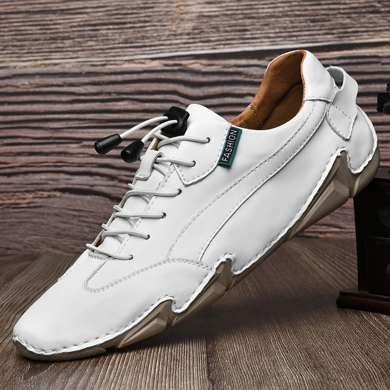 high-end mens leather shoes leather pattern soft-soled casual shoes cowhide lazy shoes non-slip driving shoes 240705