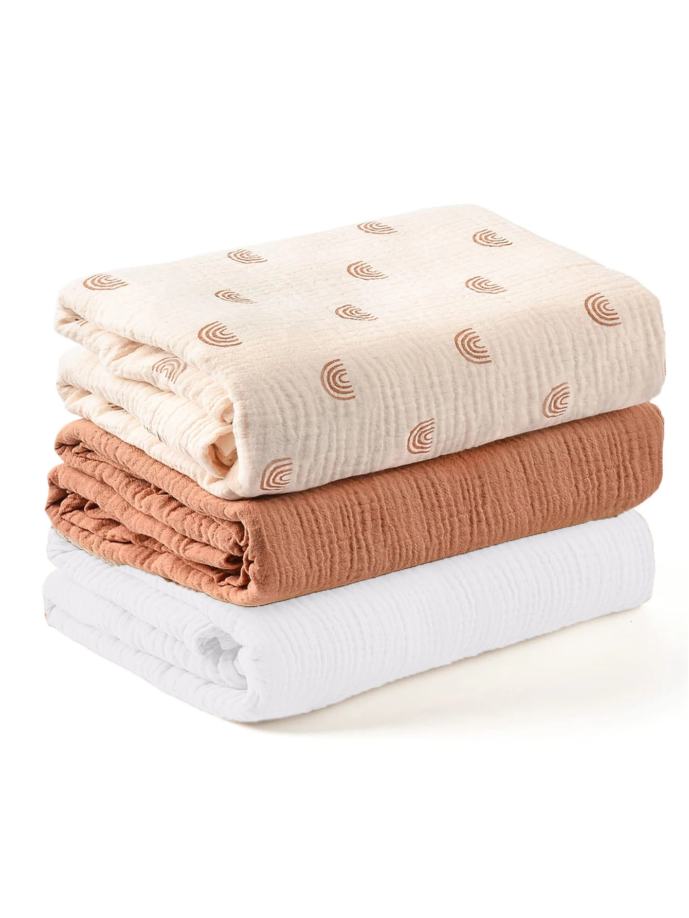 3PCSset Soft Breathable born Baby Receiving Blanket Muslin Swaddle Blankets 240703