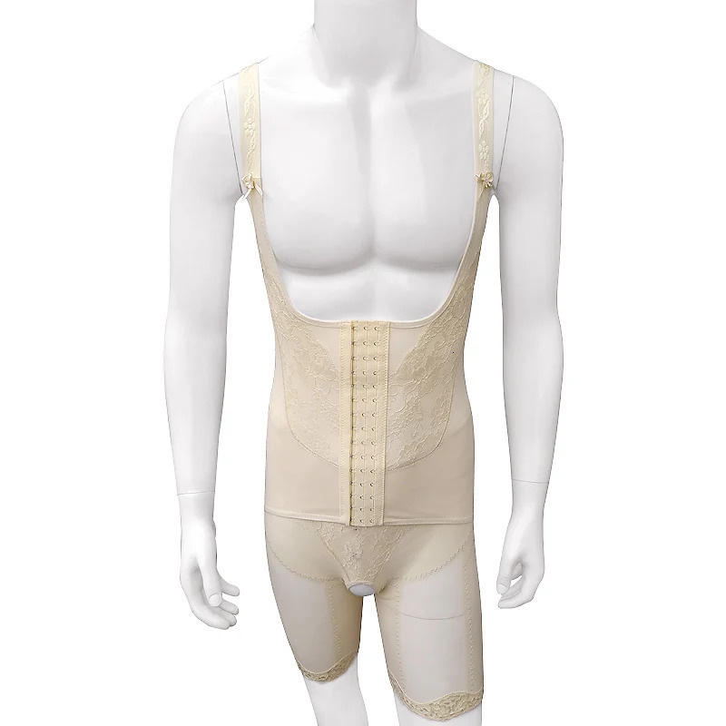 Body Shaper Mens Bodyshapers Sexy Reductive Girdles Corset Hook Slimming Belt Open Crotch Bodysuit Underbust Modeling Strap 240703