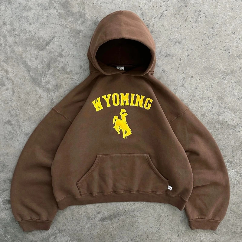 American High street vintage letter print hoodie men Y2K Goth Harajuku fashion zipper couple loose sweatshirt 240702