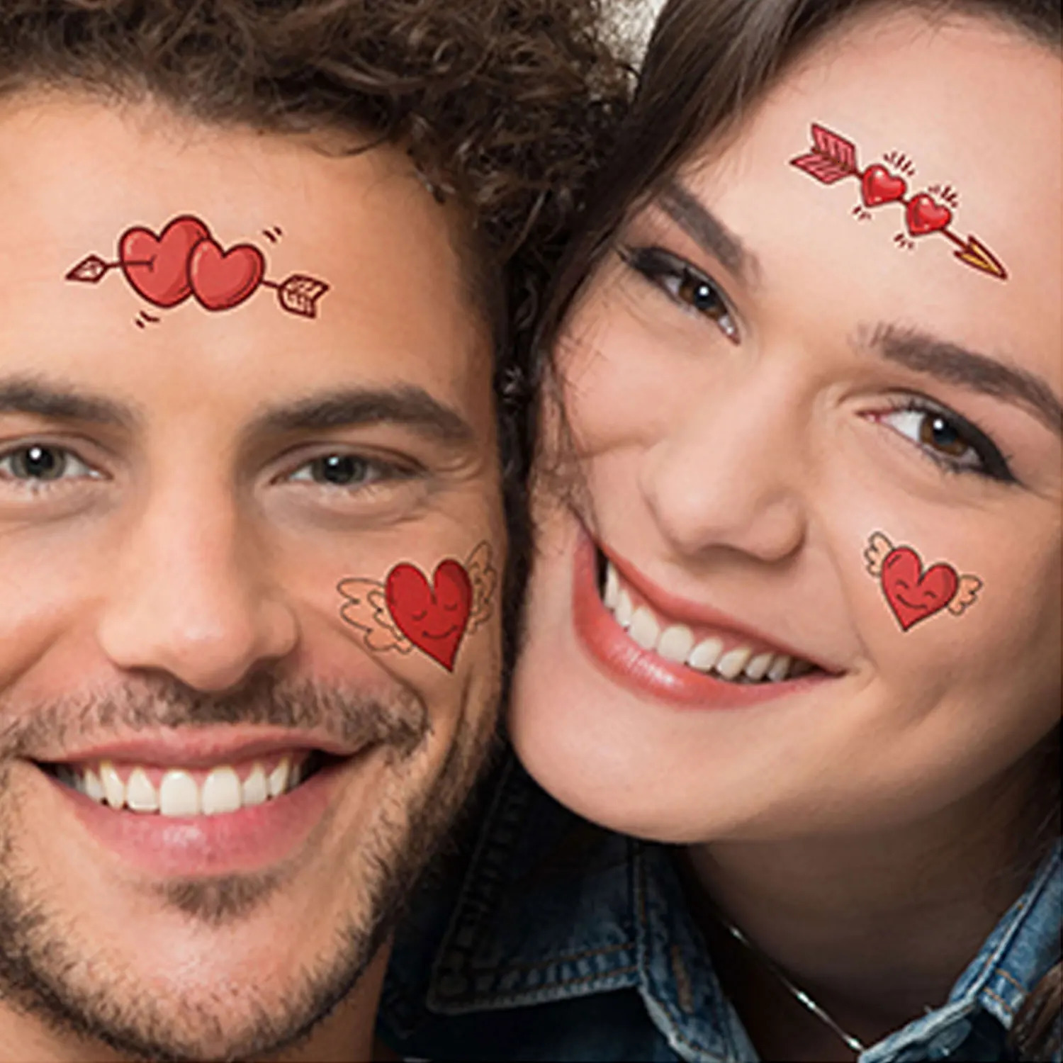 10 Valentines Day couple tattoo stickers rose love heart gift cake pattern temporary tattoo waterproof for 2-5 days 240705