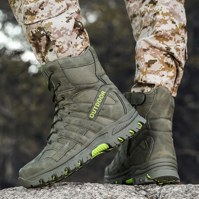 HIKEUP Winter Boots Special Forces Desert Boots Combat Boots Training Shoes Tactical Boots Outdoor Hiking Shoes Men Plus Size 240705