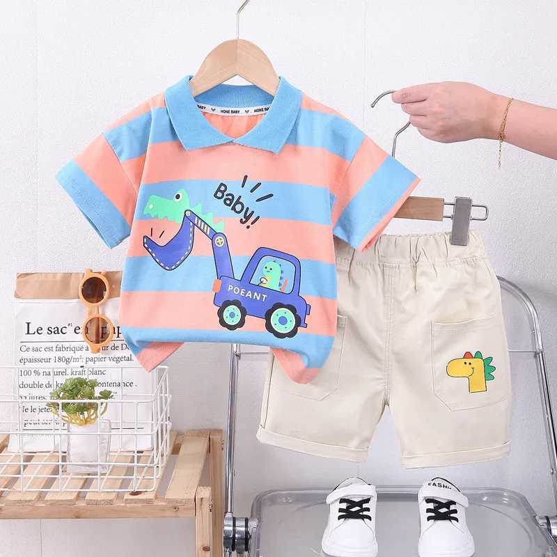 Clothing Sets Summer Baby Boys Clothes Suit Children Fashion Cartoon Excavator T-Shirt Shorts 2Pcs/set Toddler Casual Clothing Kids Tracksuits