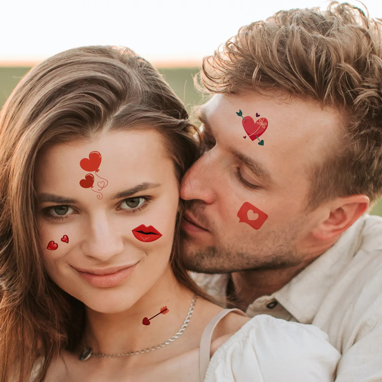 10 Valentines Day collection love letters heart-shaped cake gift patterns temporary tattoo stickers 240705