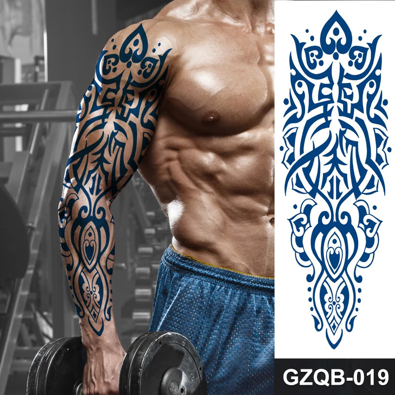 Juice Tattoo Durable Waterproof Temporary Tattoo Sticker Totem Tribal Dragon Full Arm Large Size False Tattoo Sleeves 240705