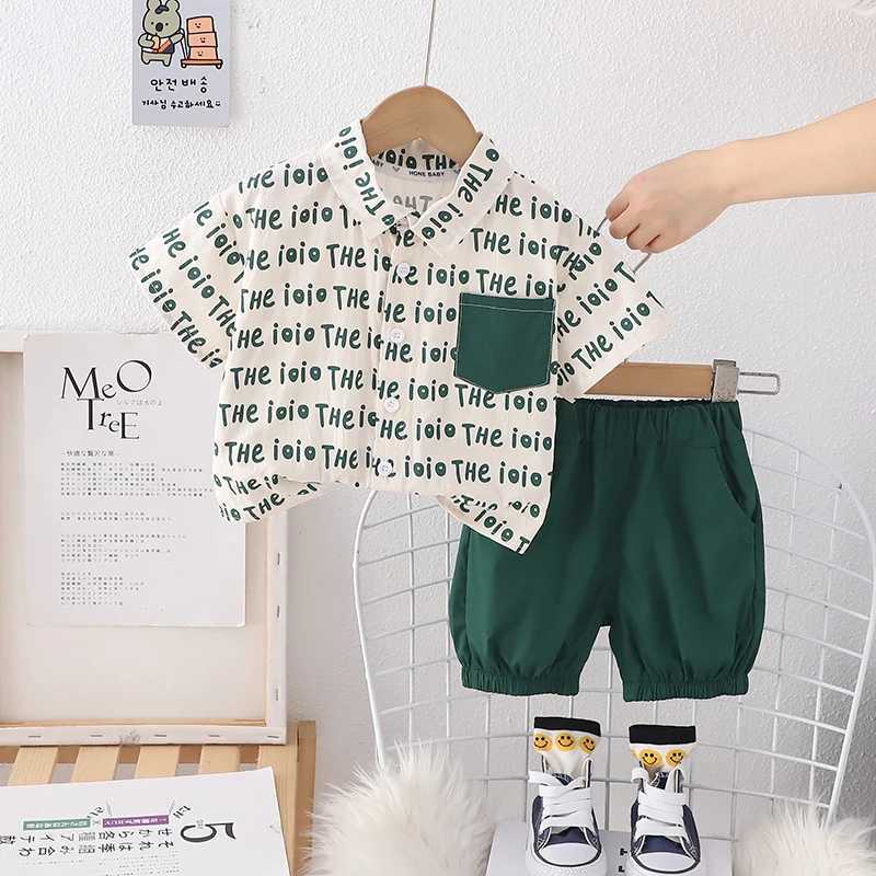 Clothing Sets Children Baby Clothes Suit Summer Kids Boys Girls Full Printe Letter Shirt Shorts 2Pcs/Set Toddler Casual Clothing 0-5 Years