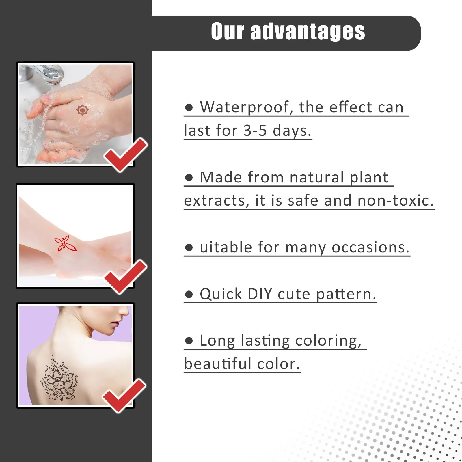 Temporary tattoo 10ml liquid tattoo ink black red brown for temporary tattoo stickers body DIY pigment professional tool 240705