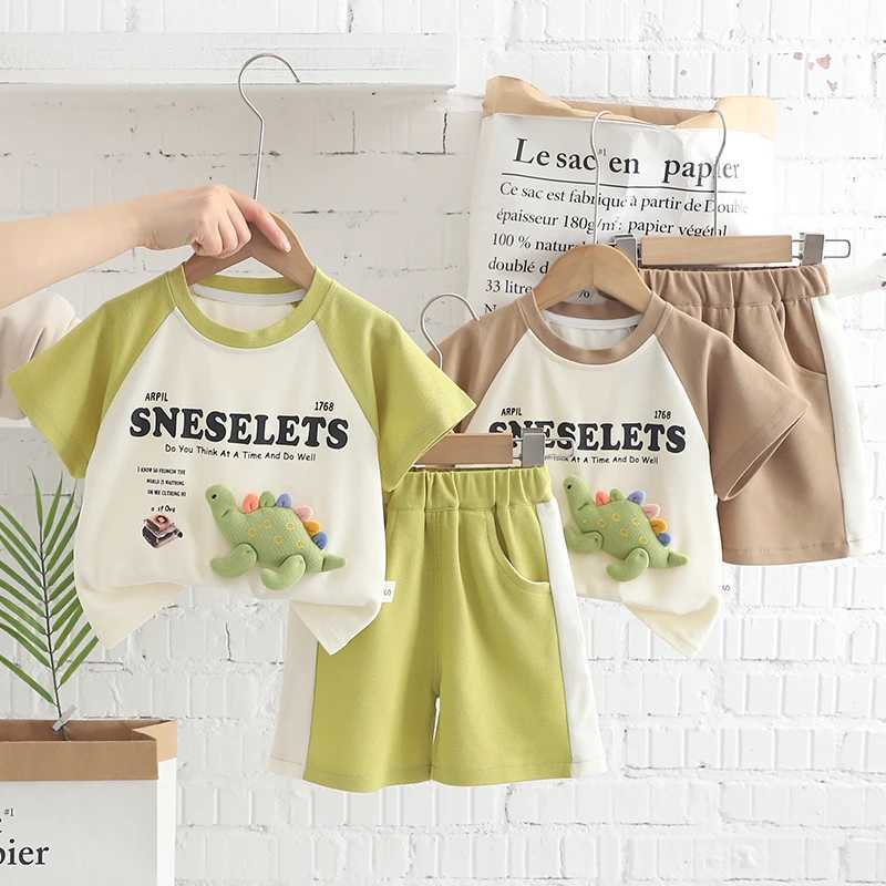 Clothing Sets New Summer Fashion Baby Girls Boys Clothes For 3D Dinosaur T Shirt Shorts 2pcs/Set Kids Children Cotton Toddler Casual Outfit