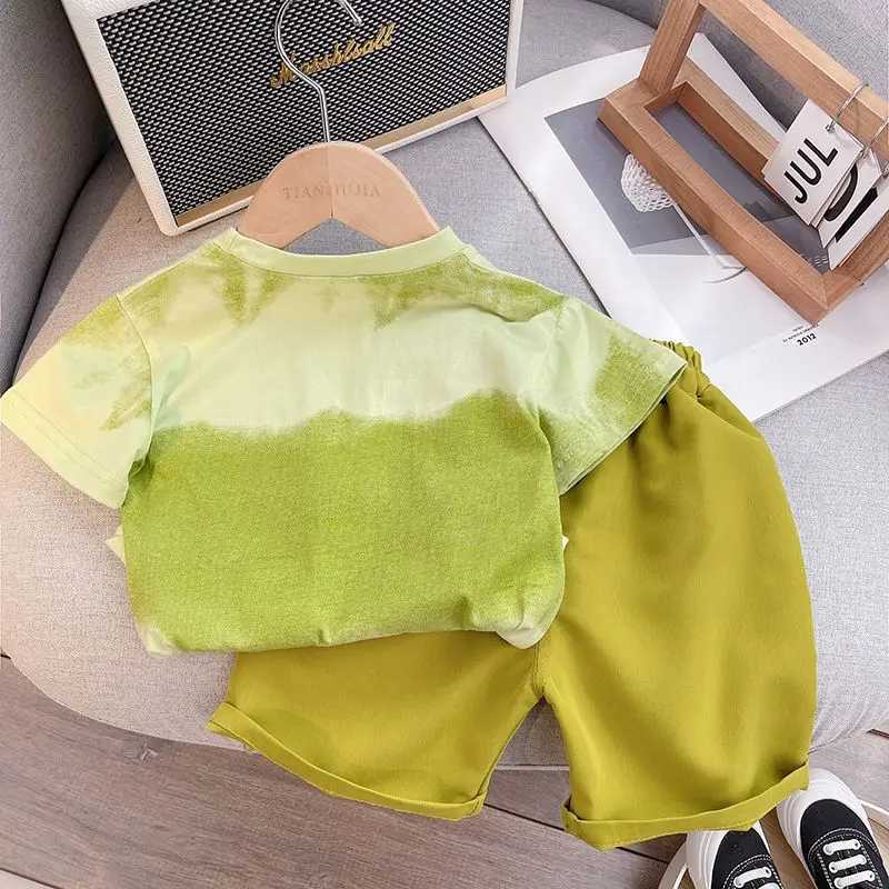 Clothing Sets Boys Summer Short Sleeve Set New Trend Korean Edition Childrens Thin T-shirt and Shorts Two Piece Set
