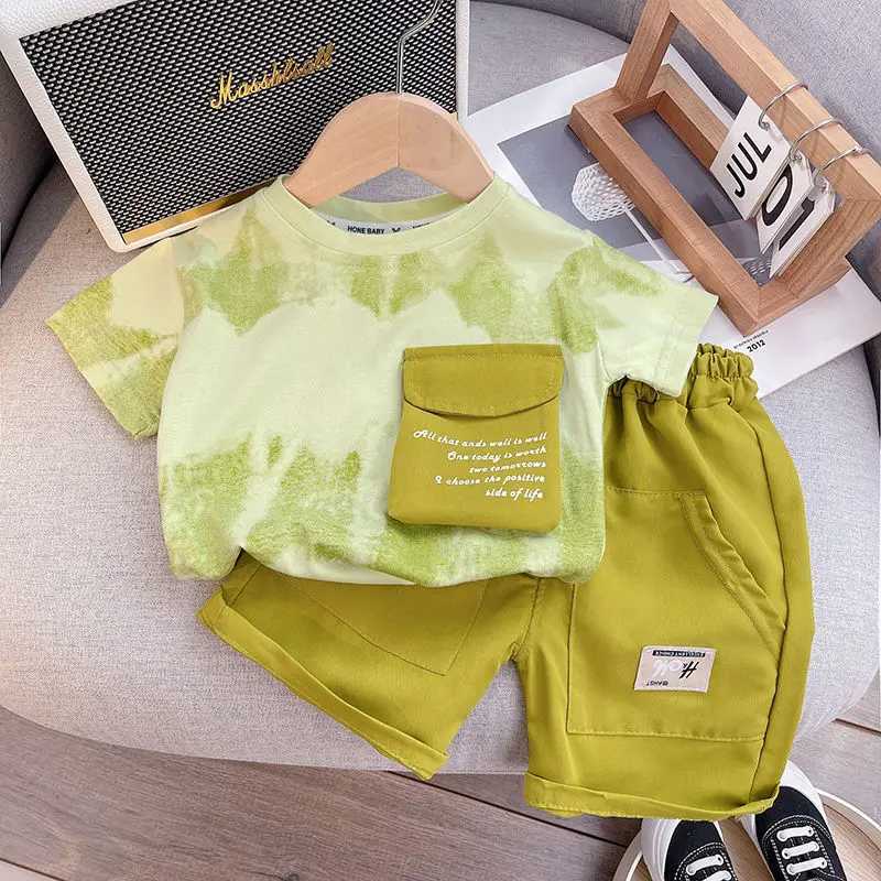 Clothing Sets Boys Summer Short Sleeve Set New Trend Korean Edition Childrens Thin T-shirt and Shorts Two Piece Set