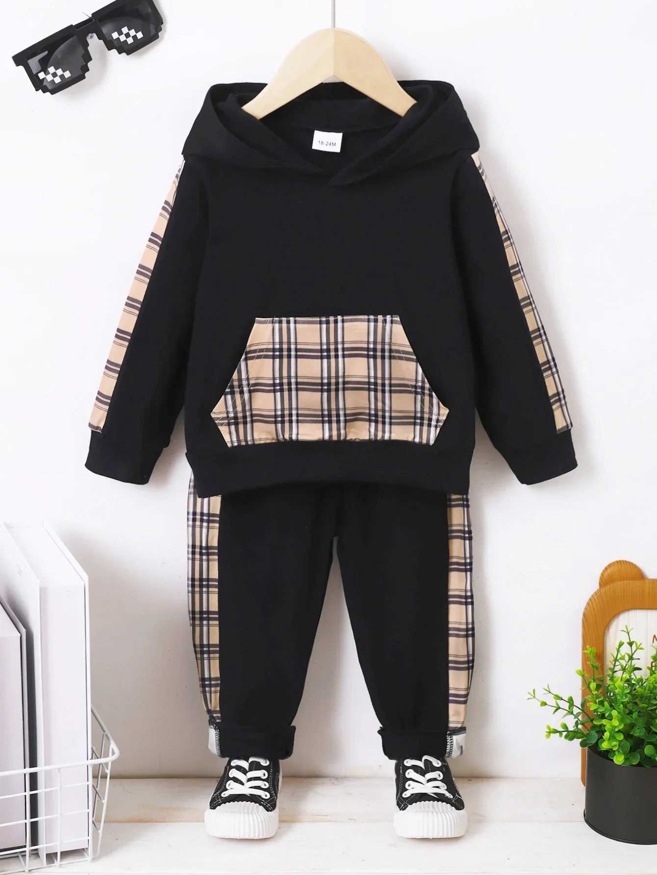Clothing Sets 2PCS Kids Boy Clothes Set Pocket Style Hooded Long Sleeve Top+Pants Spring Autumn Fashion Sport Suits for Child Boy 1-6 Years
