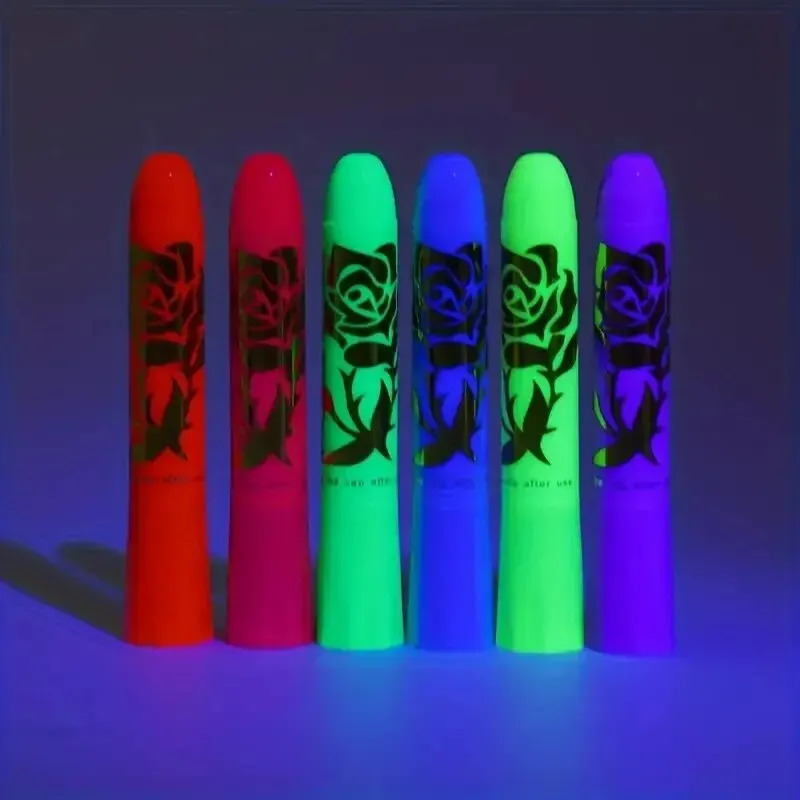 6pcs UV Black Light Face Paint Crayons Kit Neon Body and Face Makeup Sticks for Mardi Gras and Halloween Costume Parties Unisex 240705