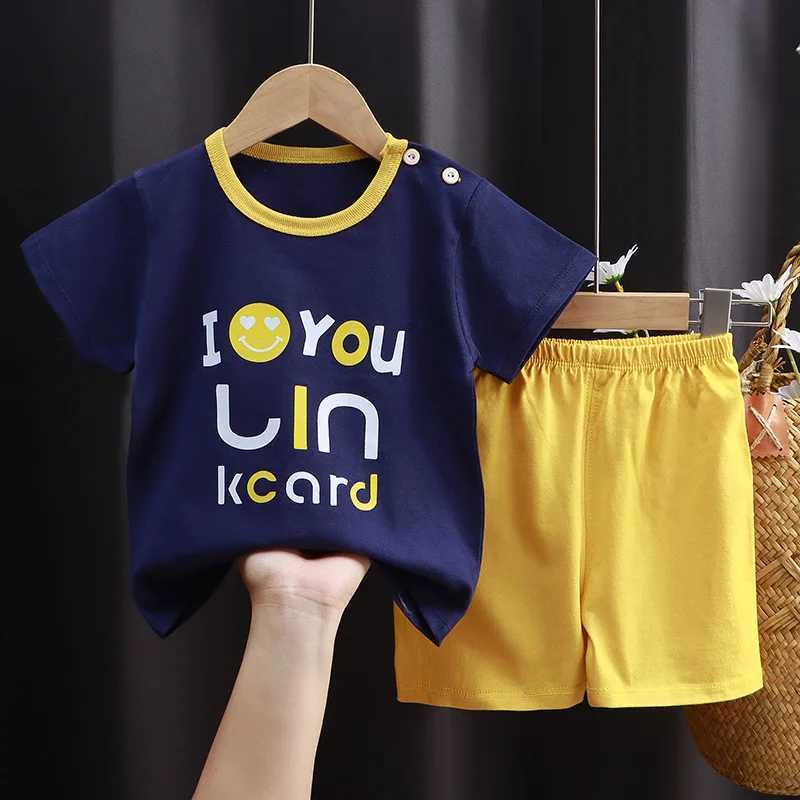 Clothing Sets Boys T-shirt and Shorts Set Pure Cotton Girls Summer Clothing Boys T-shirt for 110-130cm Tall Kids 100% Cotton 2-5Y KIDS