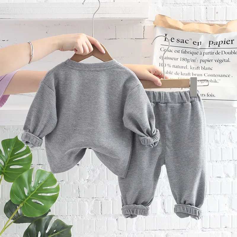 Clothing Sets 2023 Spring Autumn Children Clothes Baby Boys Cotton Solid Sweatshirt + Pants 2Pcs Set Toddler Fashion Costume Kids Tracksuits