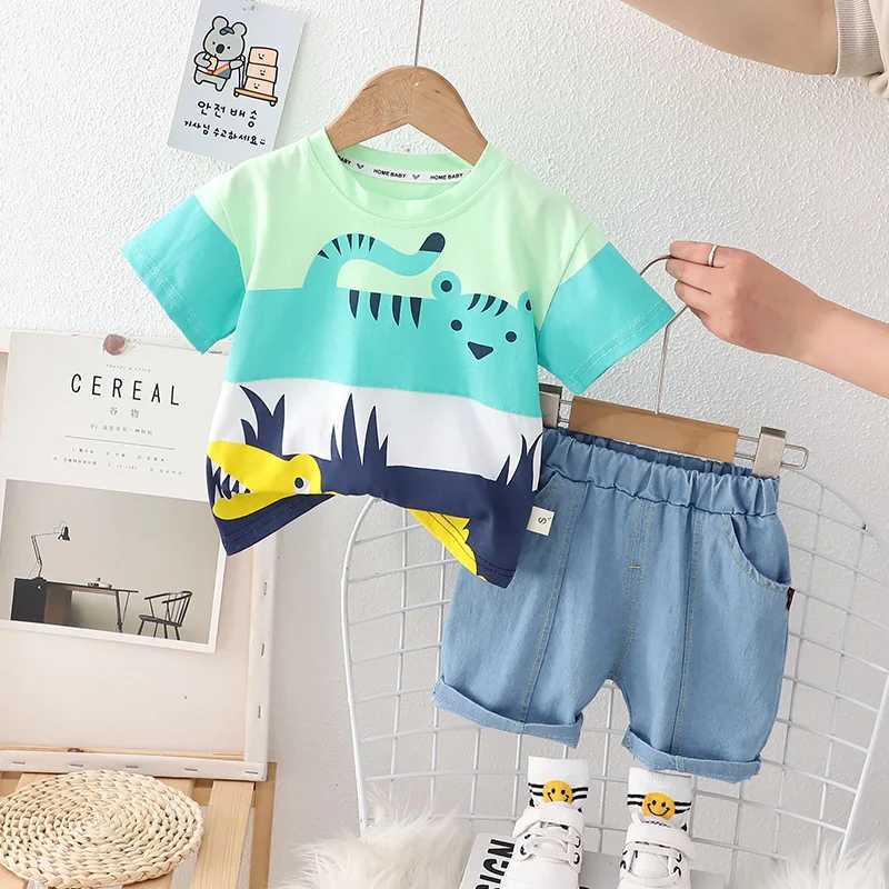 Clothing Sets 2023 Summer Baby Boys Girls Cotton Clothing Sets Children Fashion Cartoon T Shirt + Shorts Suit Toddle Kids Infant Casual Outfit