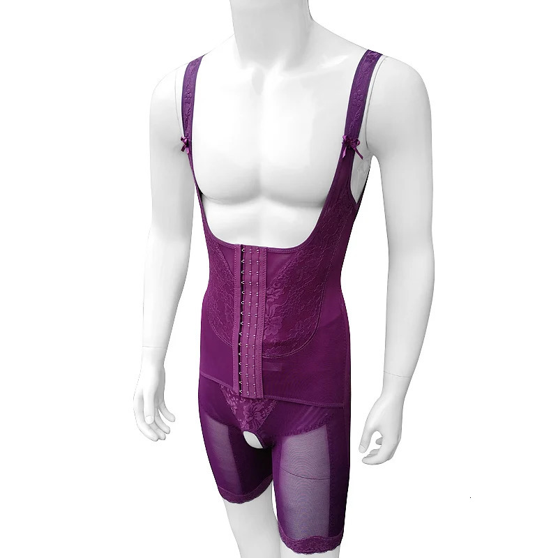 Body Shaper Mens Bodyshapers Sexy Reductive Girdles Corset Hook Slimming Belt Open Crotch Bodysuit Underbust Modeling Strap 240703