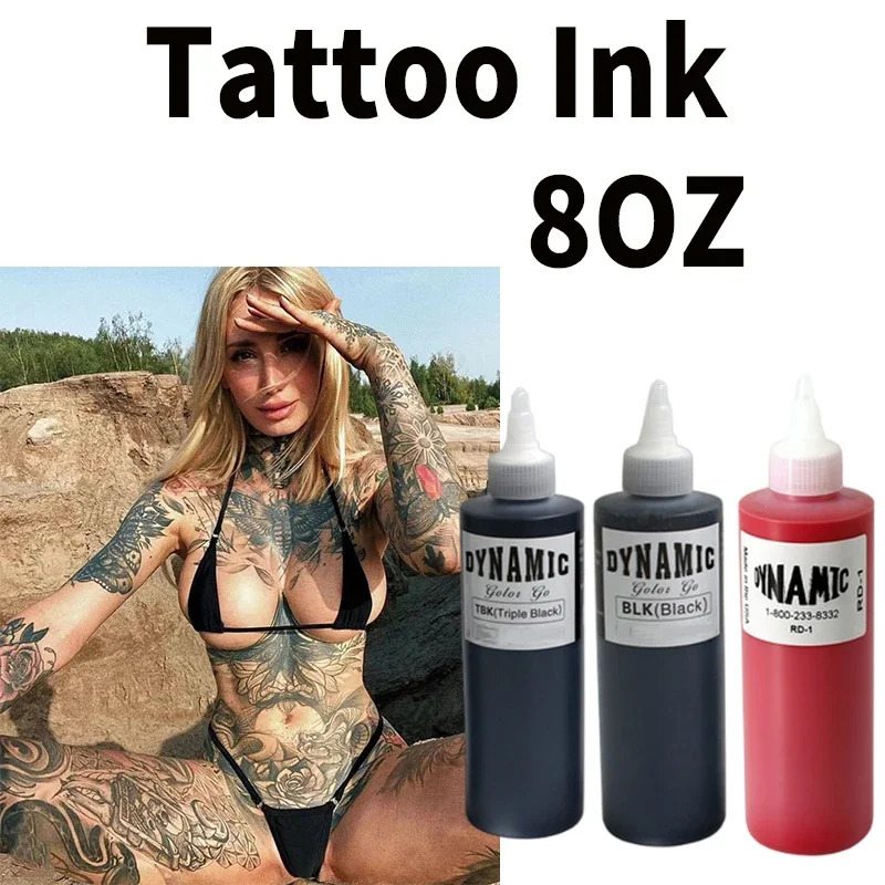 Dynamic Professional Black Tattoo Ink Pigment DIY Tattoo Pigment Utility Tattoo gel Body Art Tattoo Pigment 8OZ BLK 240705