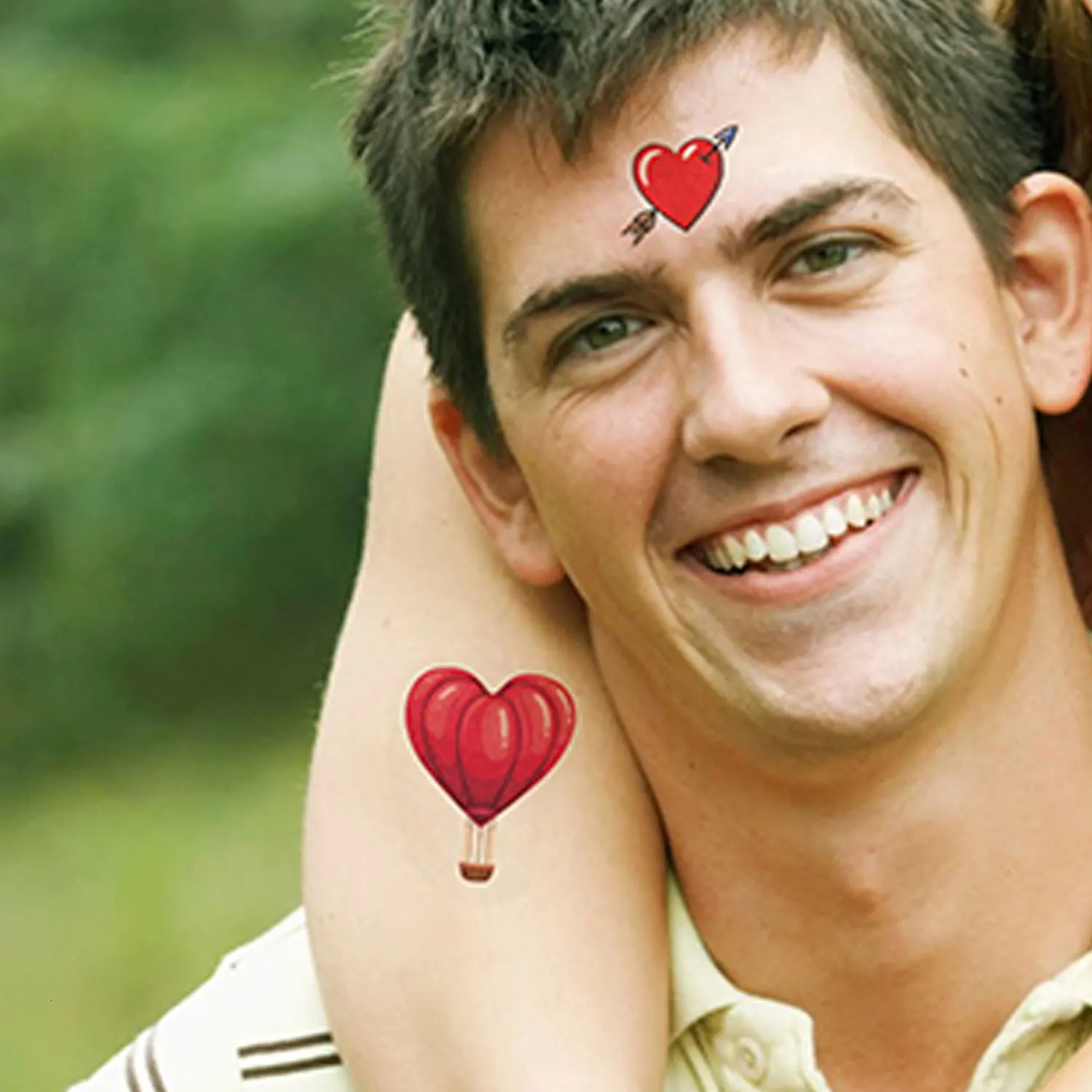 10 Valentines Day couple tattoo stickers rose love heart gift cake pattern temporary tattoo waterproof for 2-5 days 240705