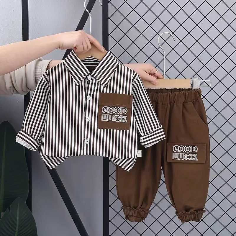 Clothing Sets Baby Boys Clothing Sets Suit Outfit Baby Boys Shirts+ Pants Sets 2pcs Spring AutumnChildrens Set 2024 New Kids Outfits